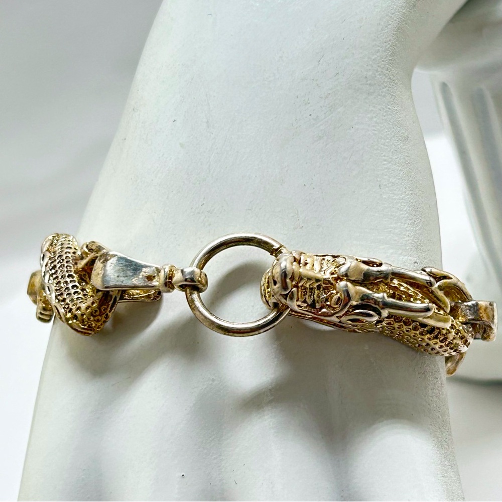 Gold Vintage Dragon Panel Bracelet,  Great Detail